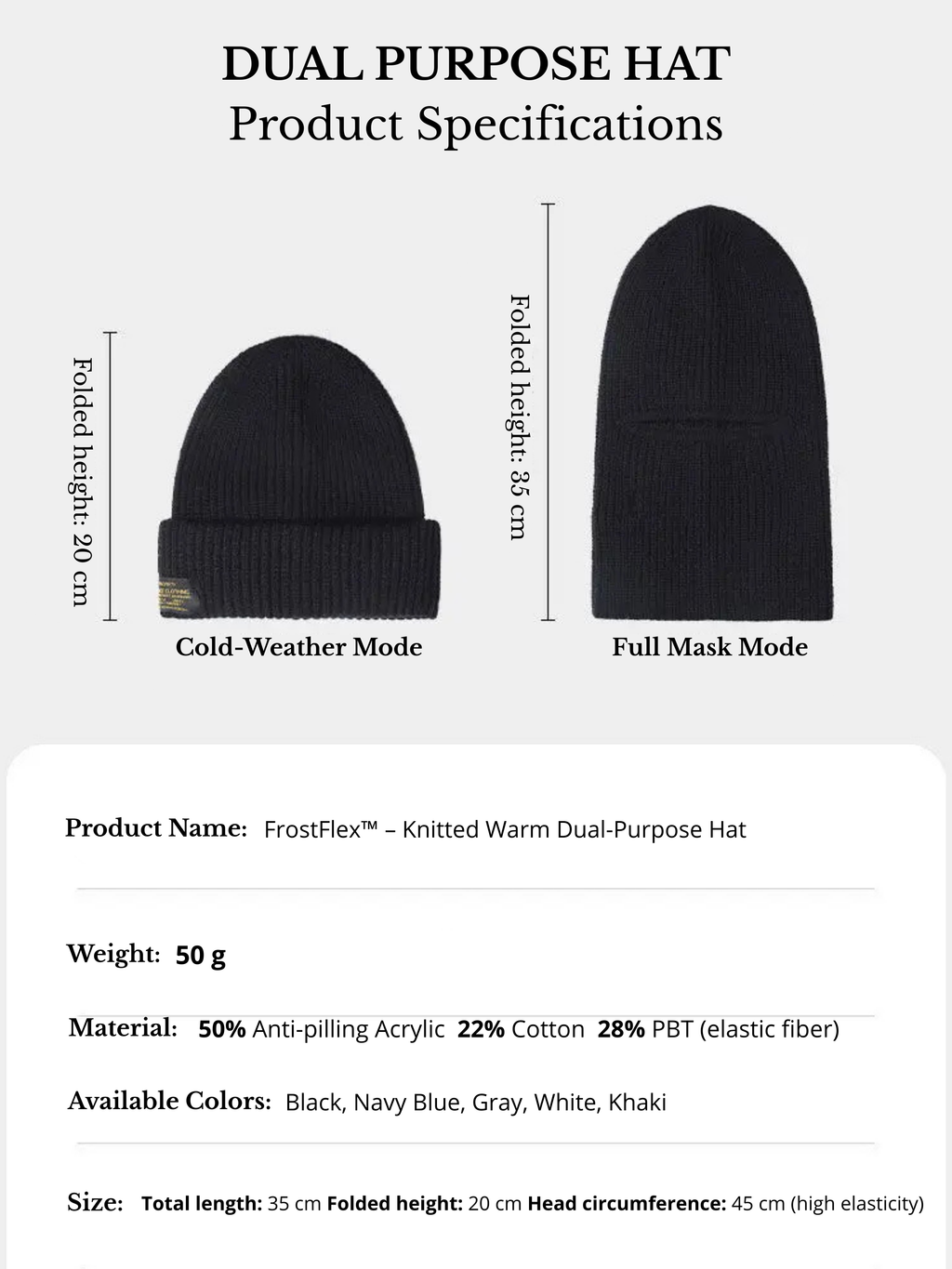 FrostFlex™ – A hat that turns into a balaclava